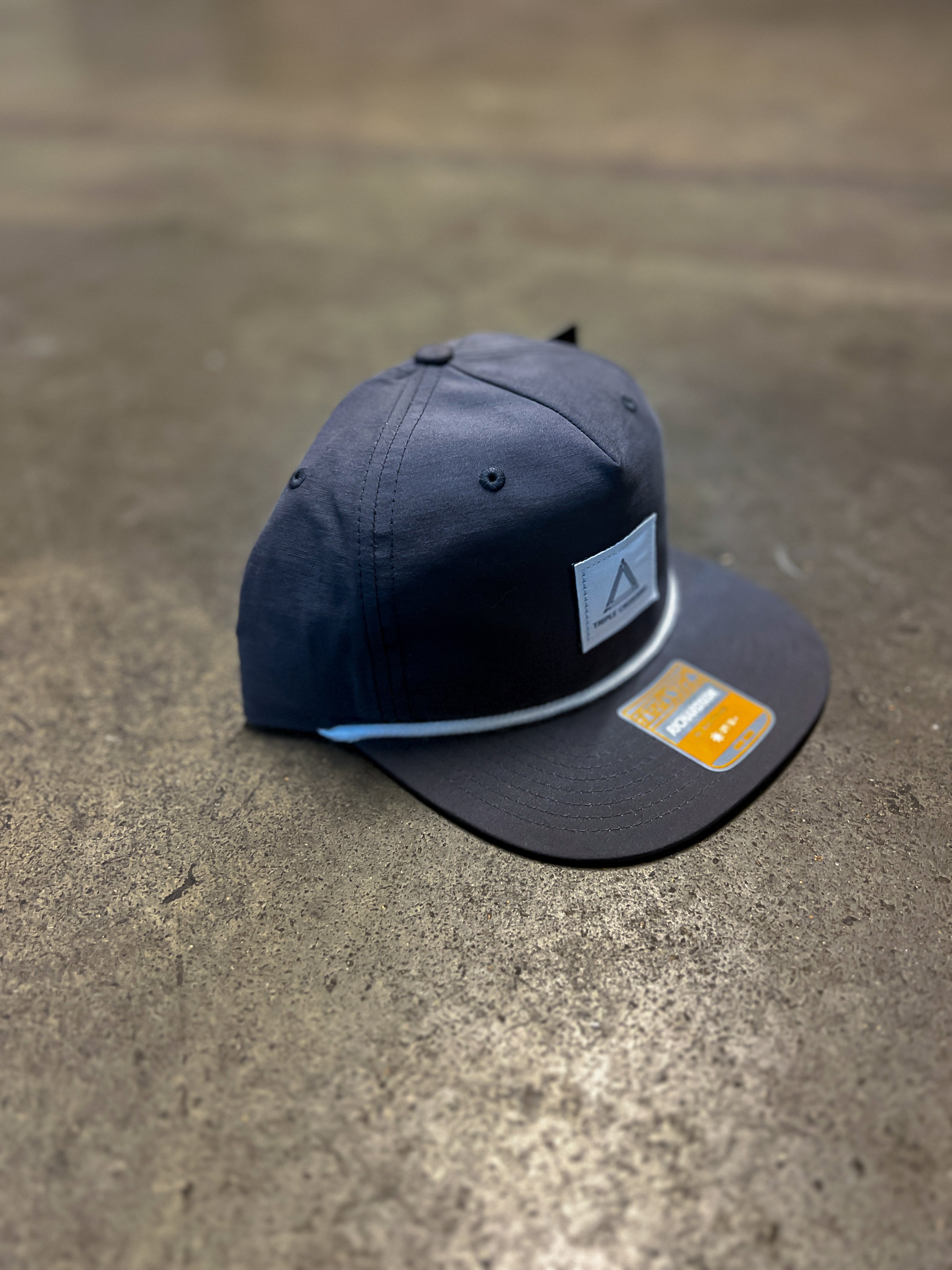 5-Panel Grey Rope Hat with White Triangle/Triple Crossing Patch