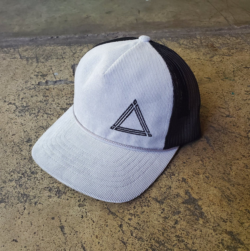 
            
                Load image into Gallery viewer, Heather Grey and Black Triangle Mesh Hat
            
        